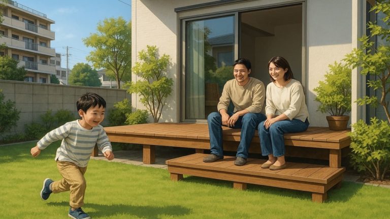 小平市の住宅に施工されたウッドデッキイメージ