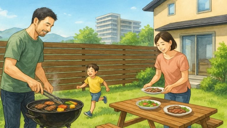 甲府市の住宅に施工された目隠しフェンスイメージ