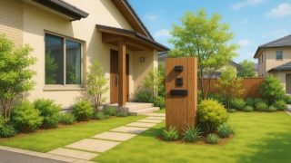 甲府市の住宅に施工されたおしゃれで安い外構イメージ