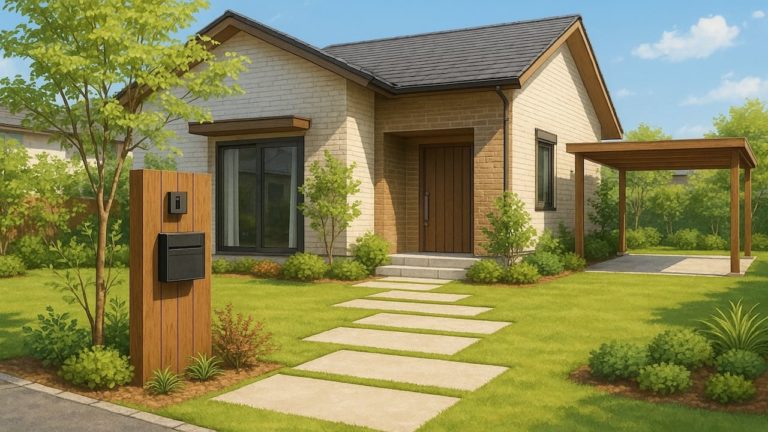 古河市の住宅に施工されたおしゃれで安い外構イメージ