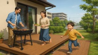 古河市の住宅に施工されたウッドデッキイメージ