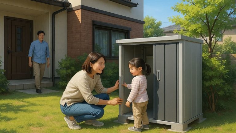 小金井市の住宅に施工された屋外用物置イメージ