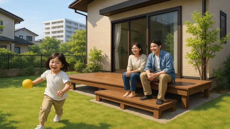 小金井市の住宅に施工されたウッドデッキイメージ