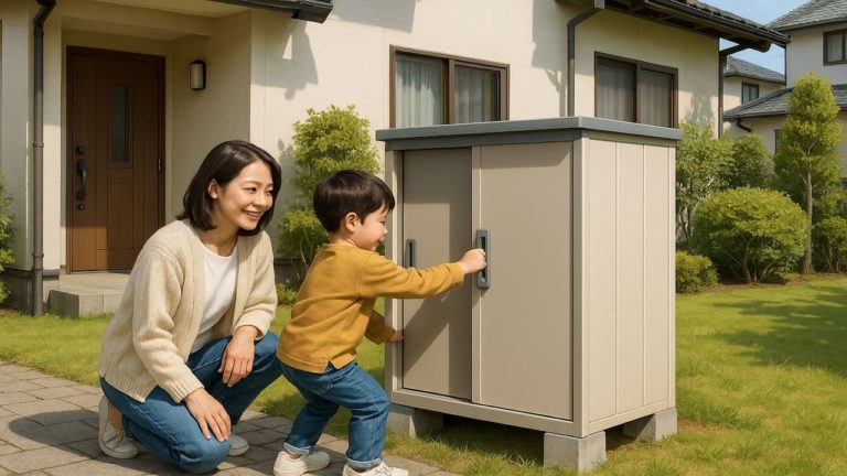 国分寺市の住宅に施工された屋外用物置イメージ