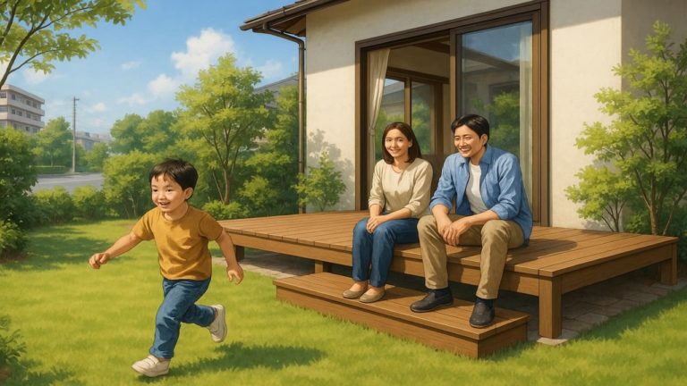 国分寺市の住宅に施工されたウッドデッキイメージ