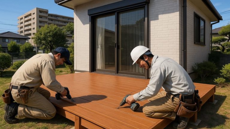小牧市の住宅に施工されたウッドデッキイメージ