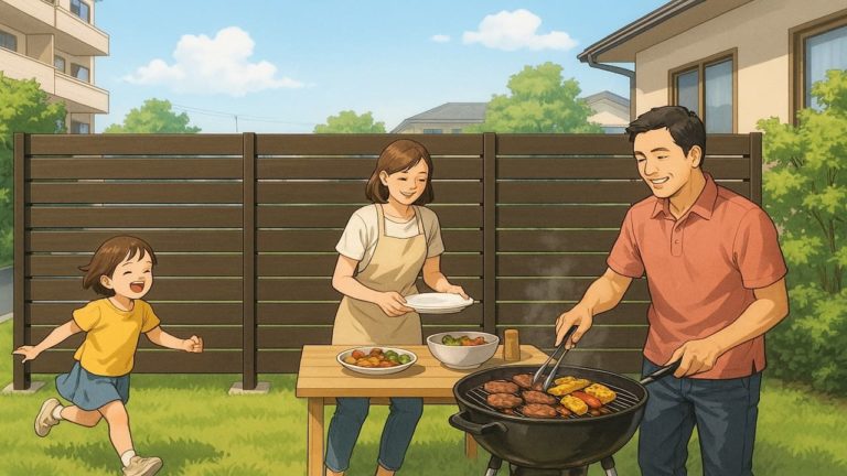 小松市の住宅に施工された目隠しフェンスイメージ