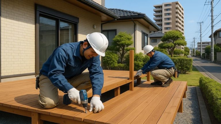 江南市の住宅に施工されたウッドデッキイメージ