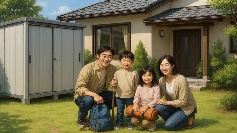 鴻巣市の住宅に施工された屋外用物置イメージ