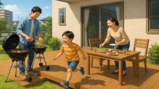 【郡山市】家族が喜ぶ!おしゃれウッドデッキと工事費用の目安 郡山市の住宅に施工されたウッドデッキイメージ