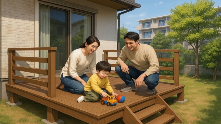 越谷市の住宅に施工されたウッドデッキイメージ