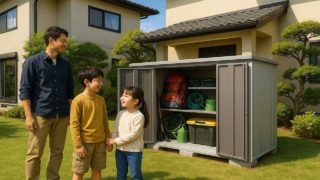 久喜市の住宅に施工された屋外用物置イメージ