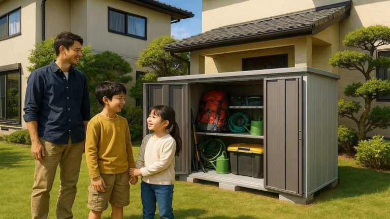 久喜市の住宅に施工された屋外用物置イメージ