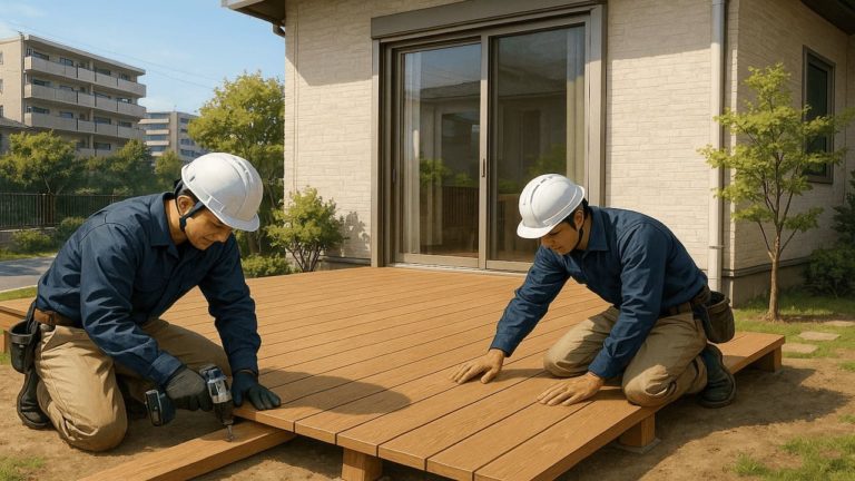 久喜市の住宅に施工されたウッドデッキイメージ