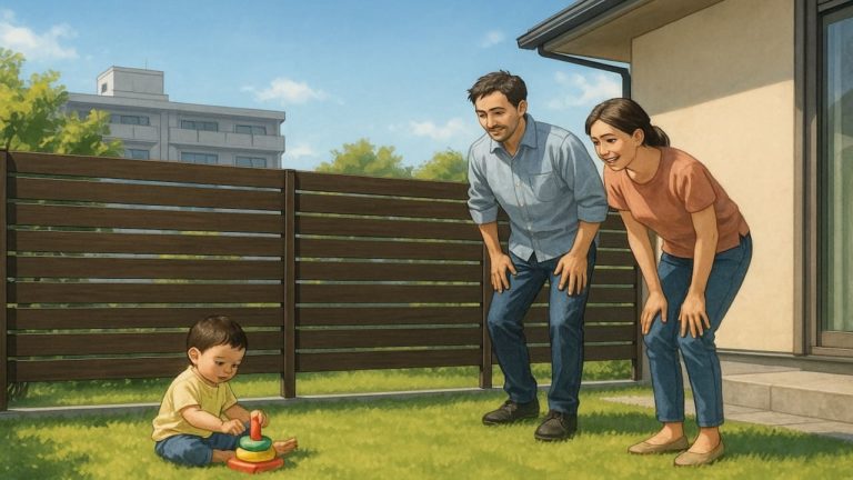 熊谷市の住宅に施工された目隠しフェンスイメージ