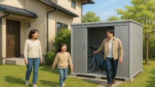 熊谷市の住宅に施工された屋外用物置イメージ