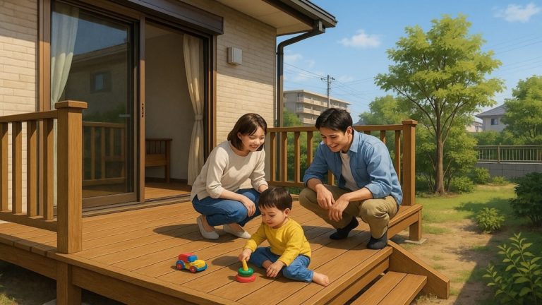 熊谷市の住宅に施工されたウッドデッキイメージ