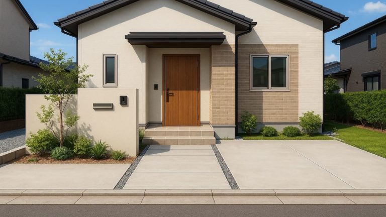 熊本市の住宅に施工されたおしゃれで安い外構イメージ