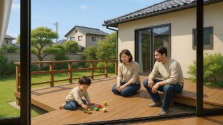 熊本県の住宅に施工されたウッドデッキイメージ