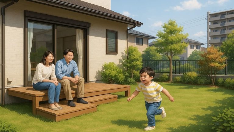 国立市の住宅に施工されたウッドデッキイメージ