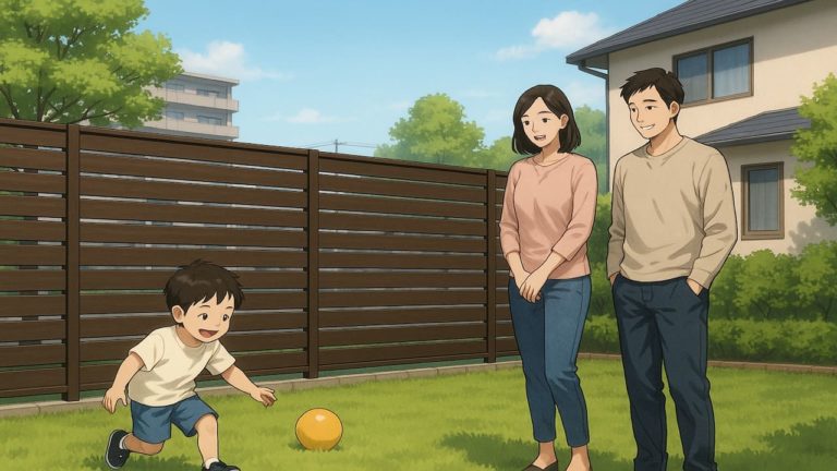 呉市の住宅に施工された目隠しフェンスイメージ