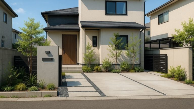 呉市の住宅に施工されたおしゃれで安い外構イメージ