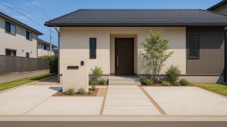 久留米市の住宅に施工されたおしゃれで安い外構イメージ