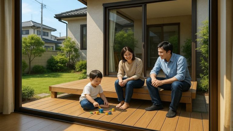 久留米市の住宅に施工されたウッドデッキイメージ