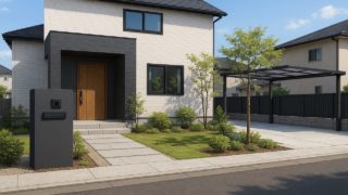 釧路市の住宅に施工されたおしゃれで安い外構イメージ