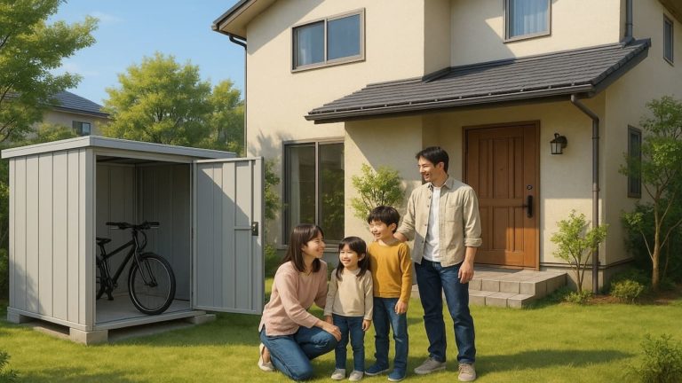 前橋市の住宅に施工された屋外用物置イメージ