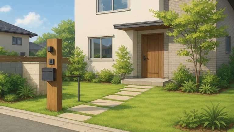 松本市の住宅に施工されたおしゃれで安い外構イメージ