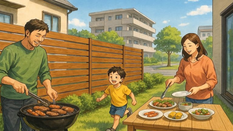 三原市の住宅に施工された目隠しフェンスイメージ