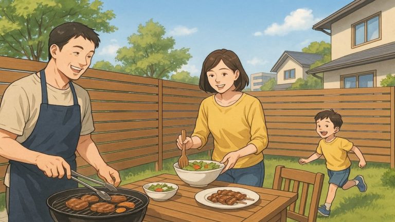 南アルプス市の住宅に施工された目隠しフェンスイメージ