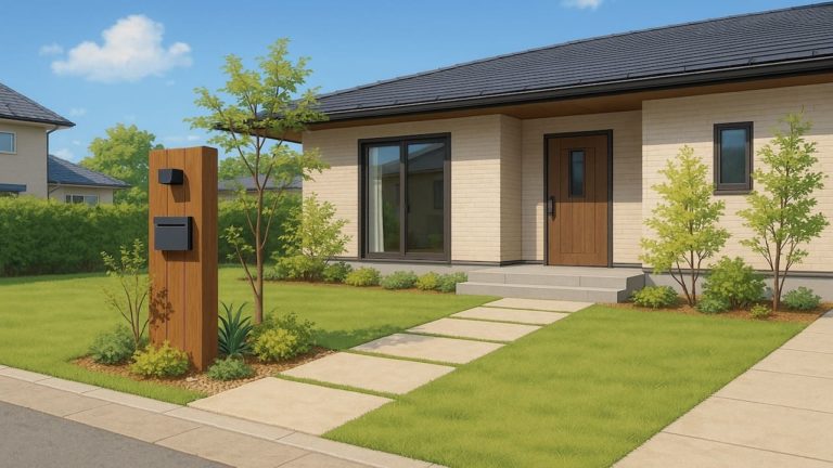 南アルプス市の住宅に施工されたおしゃれで安い外構イメージ