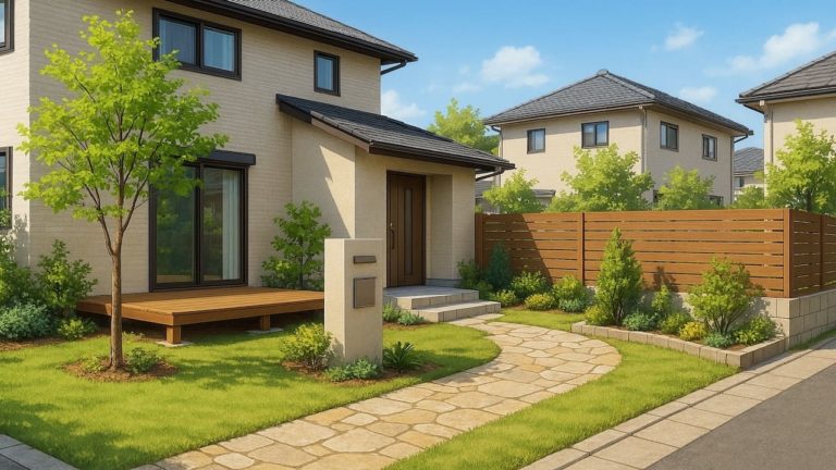 箕面市の住宅に施工されたおしゃれで安い外構イメージ