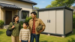 三郷市の住宅に施工された屋外用物置イメージ