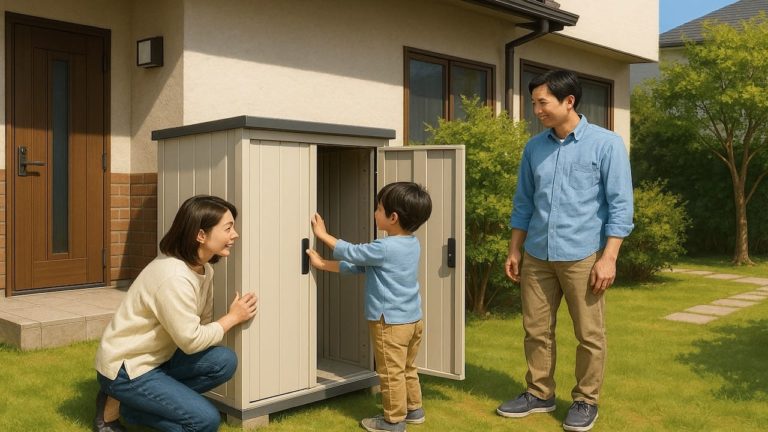 三鷹市の住宅に施工された屋外用物置イメージ