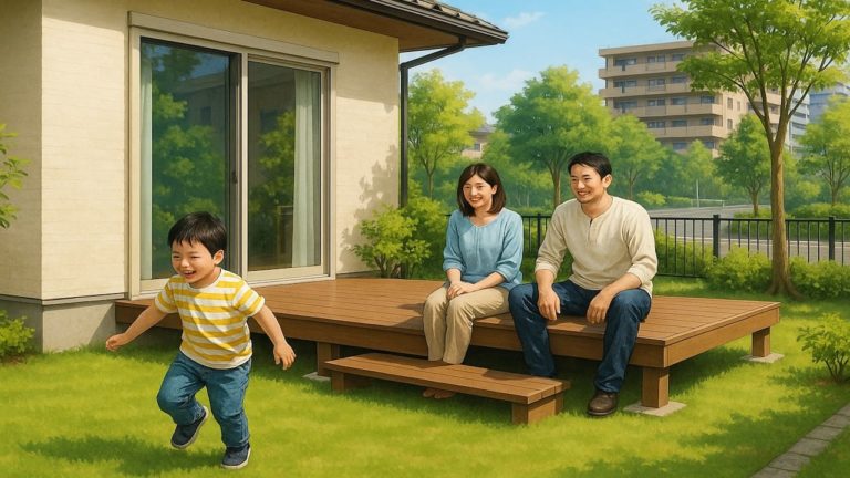 三鷹市の住宅に施工されたウッドデッキイメージ