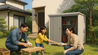 【水戸市】おしゃれな物置の相場価格|おすすめ人気モデルを紹介 水戸市の住宅に施工された屋外用物置イメージ