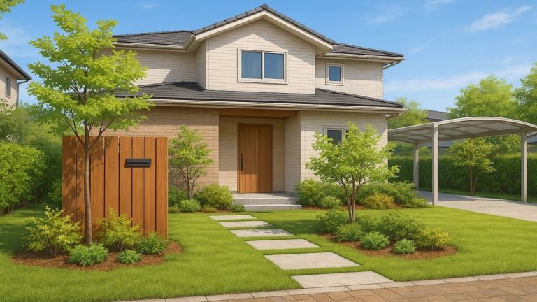 水戸市の住宅に施工されたおしゃれで安い外構イメージ