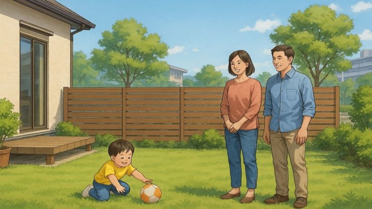 宮城県の住宅に施工された目隠しフェンスイメージ