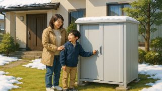 宮城県の住宅に施工された屋外用物置イメージ