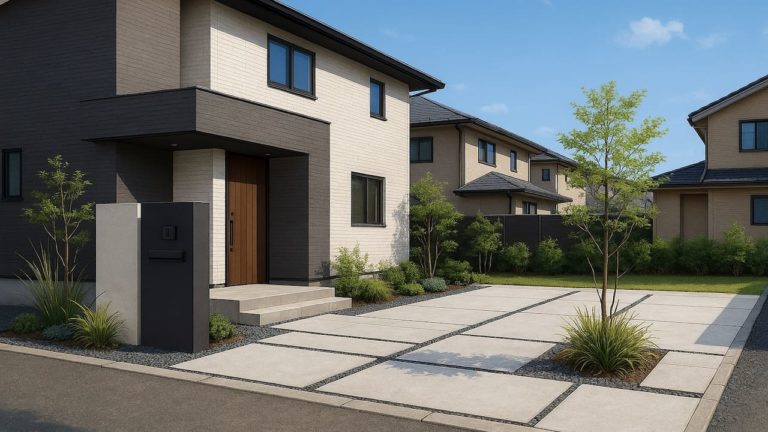 宮城県の住宅に施工されたおしゃれで安い外構イメージ