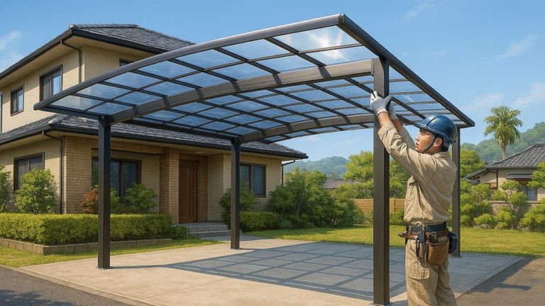 都城市の住宅に施工されたカーポートイメージ