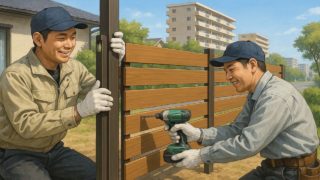 都城市の住宅に施工された目隠しフェンスイメージ