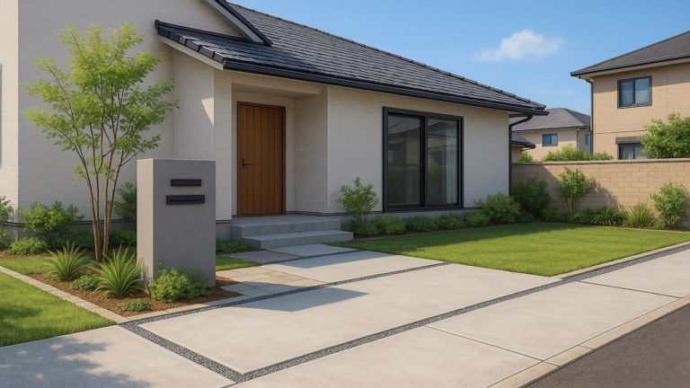 都城市の住宅に施工されたおしゃれで安い外構イメージ