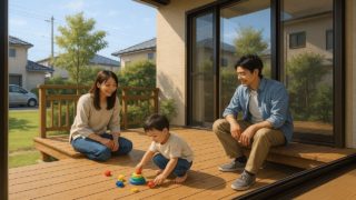 都城市の住宅に施工されたウッドデッキイメージ