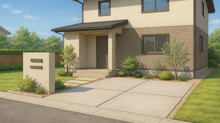 宮崎県の住宅に施工されたおしゃれで安い外構イメージ