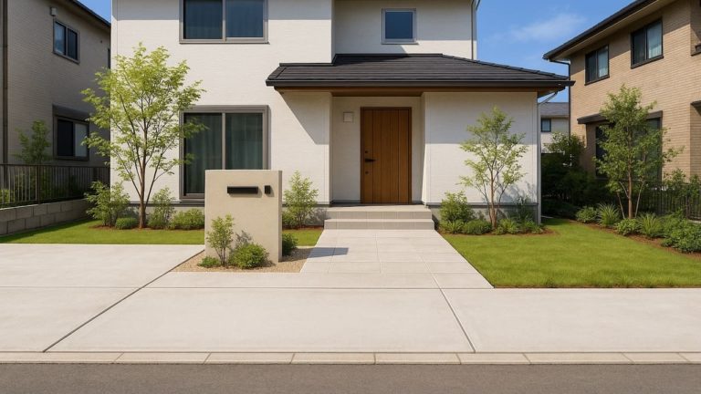 宗像市の住宅に施工されたおしゃれで安い外構イメージ