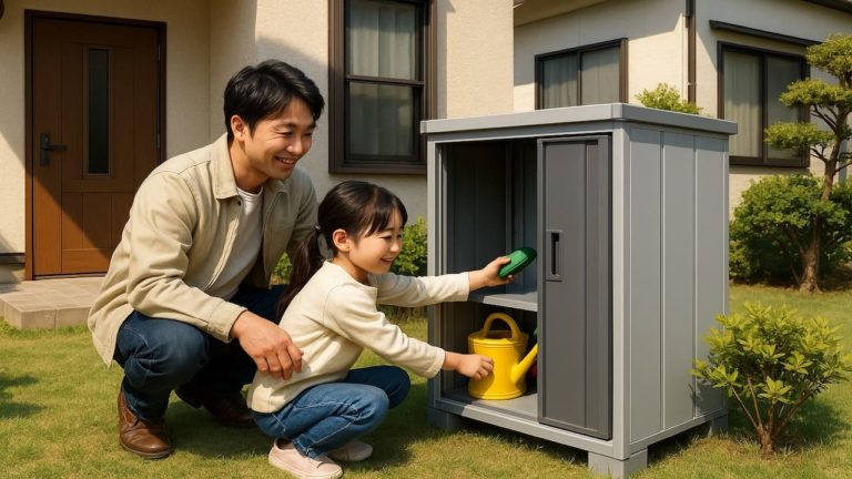 武蔵野市の住宅に施工された屋外用物置イメージ